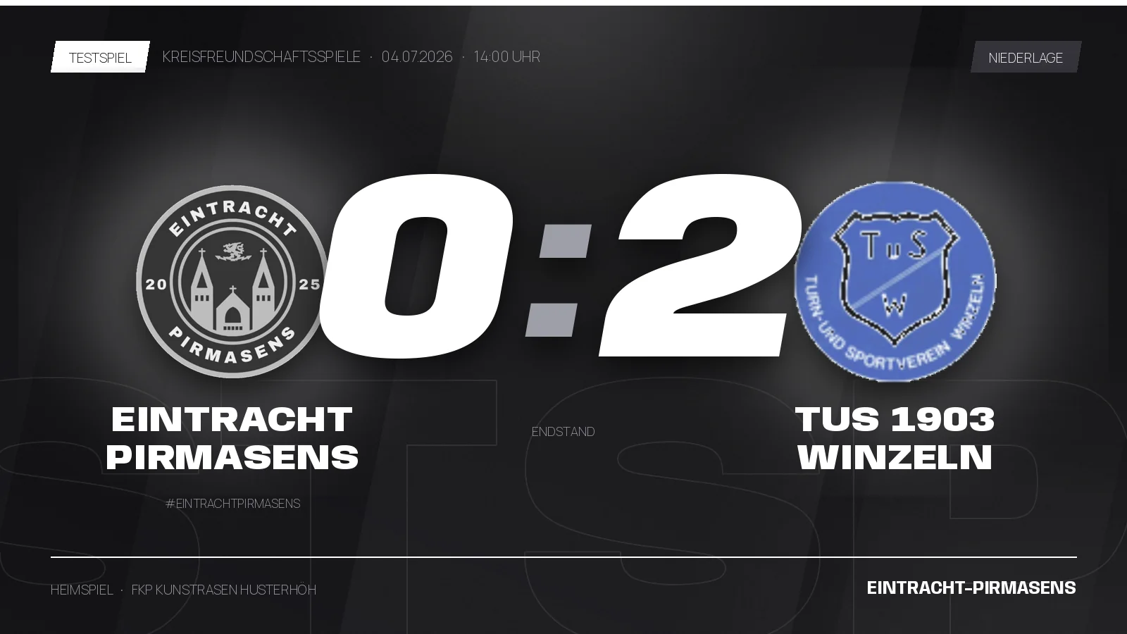 0:2-Niederlage gegen TuS 1903 Winzeln